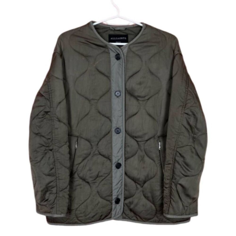 All Saints Hayes Quilted Jacket - Size XS Olive Green